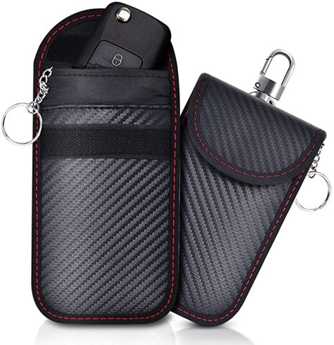 2 Pack Small Faraday Pouch with Hook Securing Keyring, RFID Signal Blocking Faraday Bag for Car Key,Faraday Pouch for Car Keys Anti-theft Remote Entry