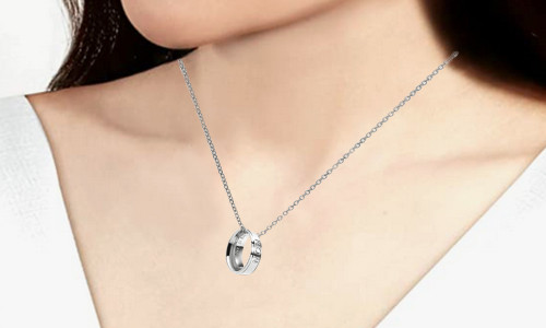 One or Two Dad and Mom Ring Pendant Necklace