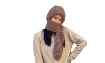 2 in 1  Women Winter Warm Fleece Lined Hat Scarf