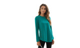 Womens Side Buttons Long Sleeve Crew Neck T Shirt
