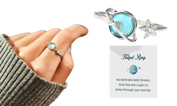 Rotatable Star Moon Anxiety Ring