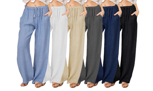 Womens Trousers Summer Drawstring Elastic Waist Pants