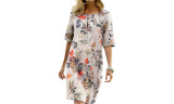 Women's Round Neck Half Sleeve Vintage Dress