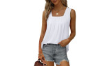 Ladies Vest Pleated Square Neck Top