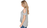 Womens Short Sleeve Shirts V Neck Criss Cross Cold Shoulder Tops