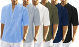 Men's Short Sleeve Shirt Summer Henley T Shirt Tops