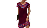 Women's Casual Floral Print Crew Neck Dress