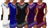 Women's Casual Floral Print Crew Neck Dress