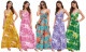 Women Bohemian Dresses V-Neck Sling Printing Long Dresses
