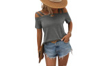Womens Short Sleeve Tops Cold Shoulder T Shirts