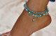 Boho Turtle Pendant Layered Anklet Bracelet