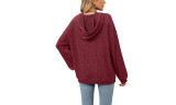 Women Long Sleeve Drawstring Hooded Pullover