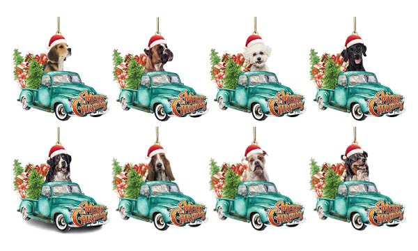 One or Four Funny Dog Christmas Tree Ornament