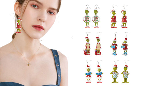 Christmas Grinch Earrings for Women