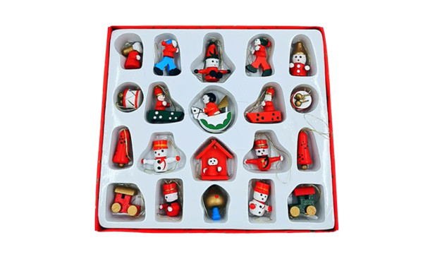 20pcs Christmas Ornaments Mini Wooden Pendants