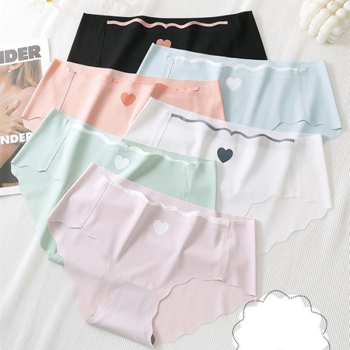 Women's Traceless Antibacterial Ice Silk Underwear Cotton Crotch no show invisible panties