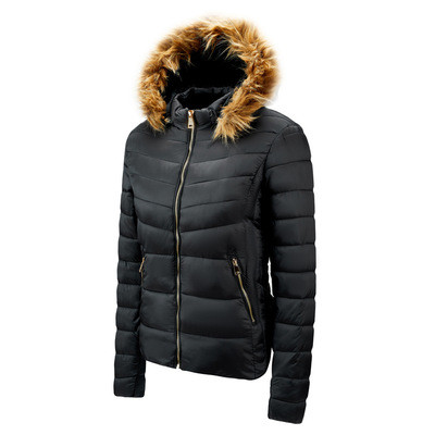 NAVSEGDA Lady Winter Puffer Jacket Fake Fur Detachable Hood Solid Multiple Color Warm Outcoat Braned Coat