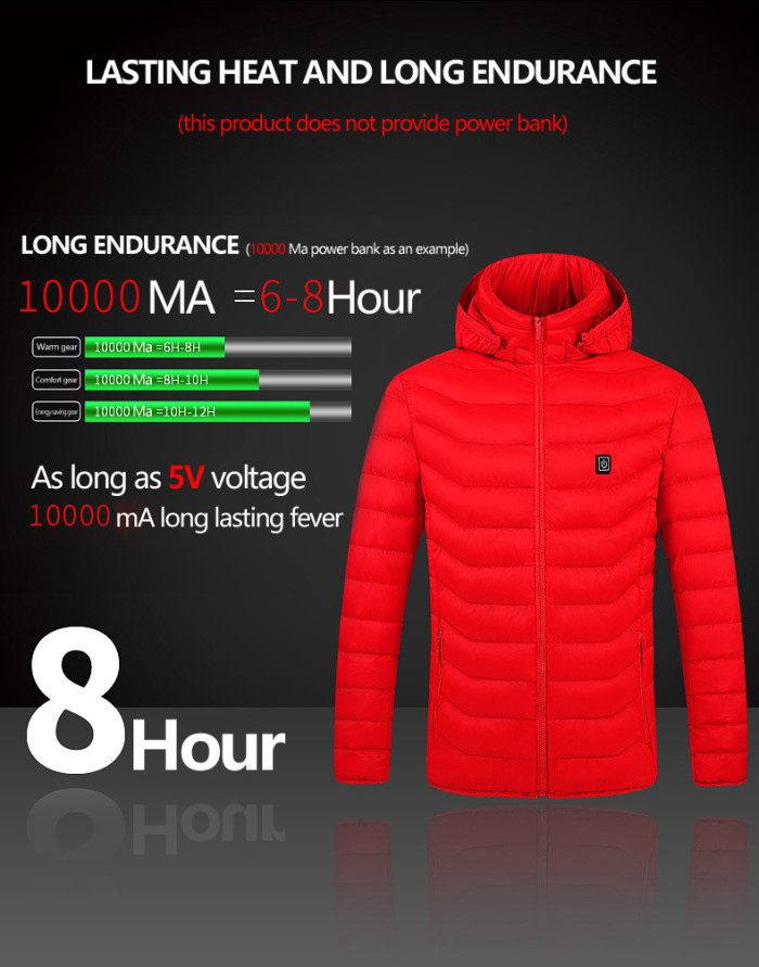 Wholesale coat outdoor wear clothing for winter powered self heat work puffer usb heated jacket heating coat 3XS-XL