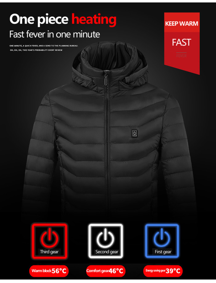 Wholesale coat outdoor wear clothing for winter powered self heat work puffer usb heated jacket heating coat 3XS-XL