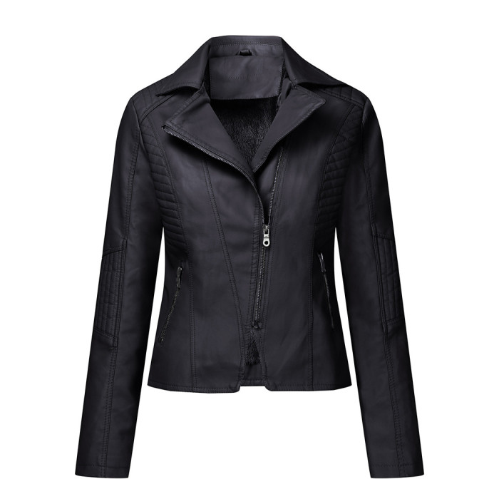 Women Pu Motor Biker for Winter with Fur Lining for Wish and Amazon M-2XL