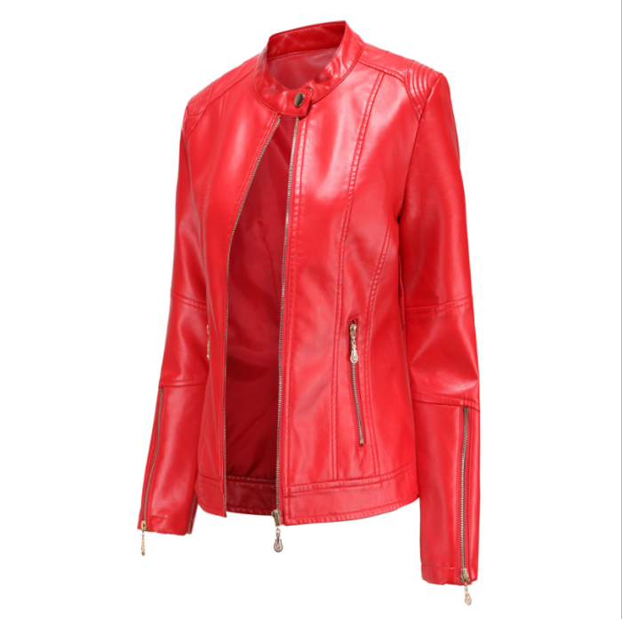 New Style Fashion Pu Jacket Regular Fit European Size Spring Jacket S-XXXXL