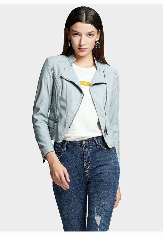 Made-In-China Lady Pu Jacket Regular Fit Women Outwear Biker Spring Jacket S-XL