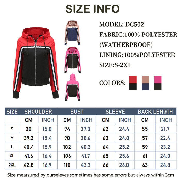 Lady Spring Raincoat Block Color Trend Fashion Light Weight Breaker