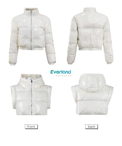 Thick and warm hooded short coat two-piece white duck down jacket with vest