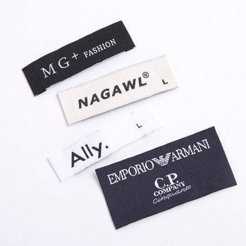 Custom polyester woven labels Damask Clothes Neck Tag Labels Iron On Garment Sewing Labels