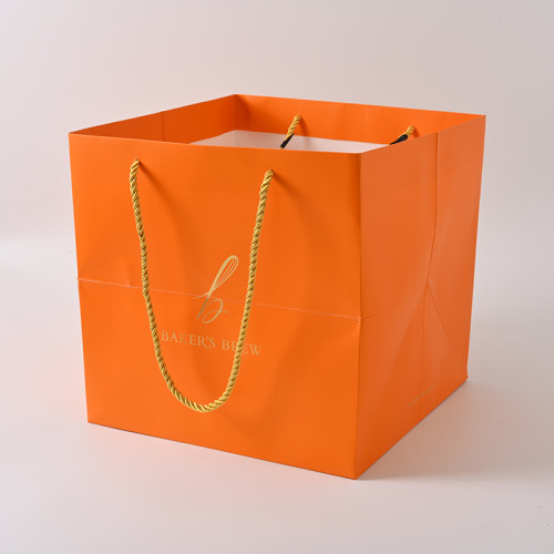 Custom White orange Kraft Gift PaperBag Printed Your Own Logo Craft Shopping Paper Bag With Handles