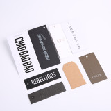 Luxury thick paper custom made garment hangtag swing hang tag rope Embossed label clothing