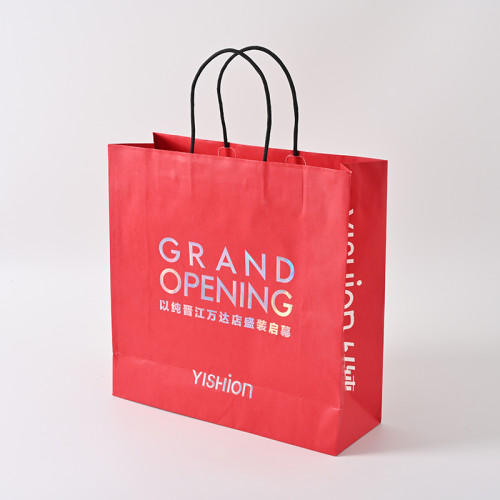 custom red gift paperbags Printed logo Luxury Jewellery Retail Boutique Shopping Paper Bags with own logo