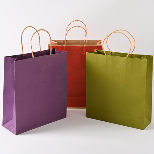 custom Recycle christmas gift kraft package paper Bag with handle High Quality clothes shopping bags