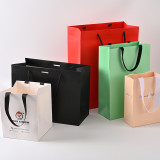 custom Recycle christmas gift kraft package paper Bag with handle High Quality clothes shopping bags