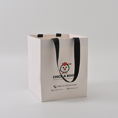 Custom White orange Kraft Gift PaperBag Printed Your Own Logo Craft Shopping Paper Bag With Handles