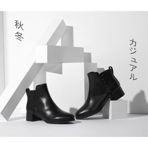 ショートブーツ 秋 冬 人気 ブーツ レディース ローヒール 大きいサイズ 靴 カジュアルシューズ 美脚 歩きやすい 着痩せ効果