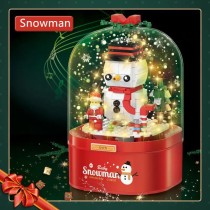 Christmas Music Box Santa Claus Snowman Candy House Building Blocks Lighting Snowflake Xmas Gifts Creation Bricks Toys