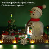 Christmas Snowman House Creative Decoration Assembled Building Blocks Bricks with lighting kit