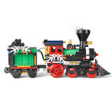 Technical RC Christmas Steam Train Model Bricks with Figures City Transport Building Blocks Toys