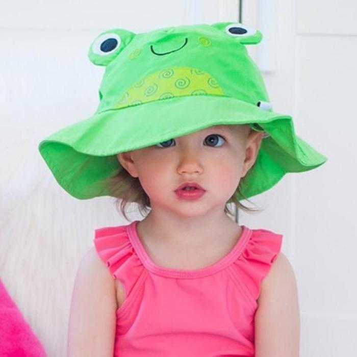 可愛動物尿布泳褲+遮陽帽/防曬帽 - 青蛙