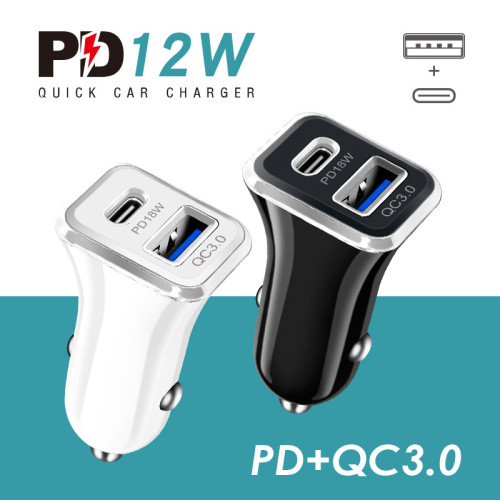 New 12W car charger PD + USB dual port car charger 2.4a dual port car charger For Apple 12Hot sale products