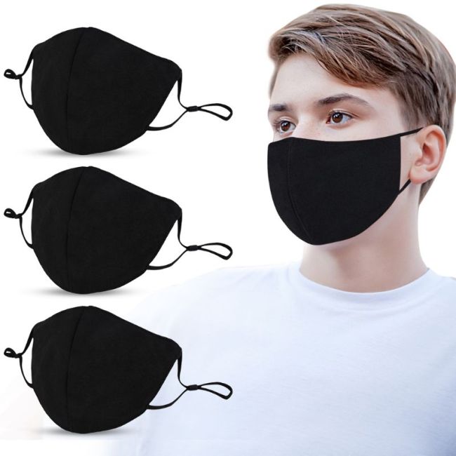10Pcs Adults Mouth Mask Adjustable Dust Proof PM2.5 Mask Black Cotton Outdoor Mouth Mask Washable Reusable Face Masks