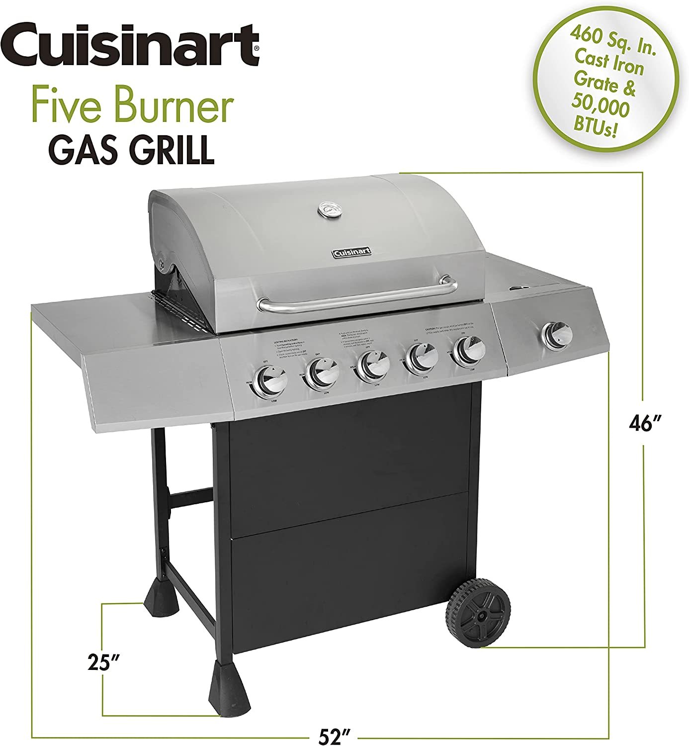 US$ 313.31 - Cuisinart CGG-8500 Side Five Burner Gas Grill - www Cuisinart Cgg-8500 Side Five Burner Gas Grill