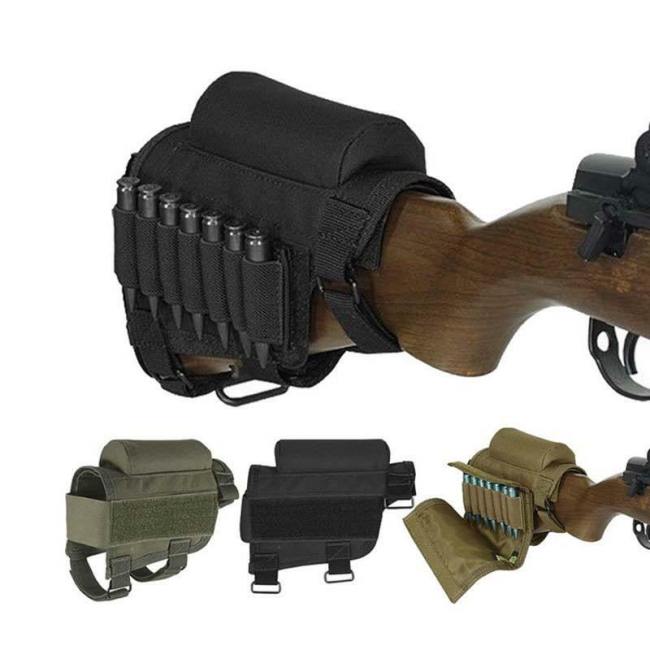 Tactical Rifle Buttstock Cheek Rest Riser Ammo Pouch Holder
