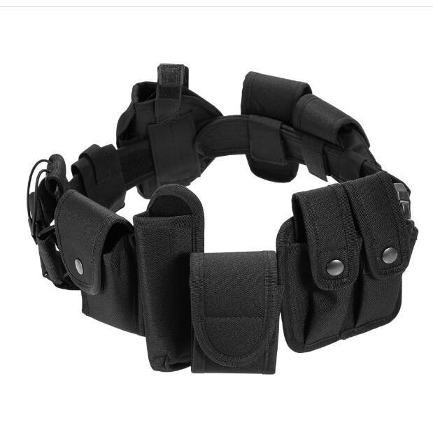 Black Tactical Nylon police Security Guard Duty Belt Utility Kit System w/ Pouch 