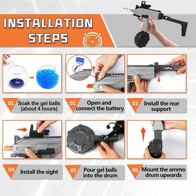 UZI Electric Automatic Gel Ball Blaster with Drum Magazine (US Stock)