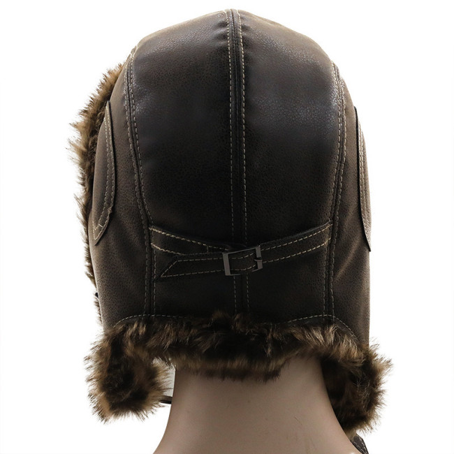 Russian fleece Women Headgear Faux Leather Fur Snow