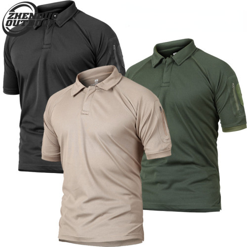 Tactical T-shirt Quick Dry Outdoor Breathable Sports Polo Shirt Lapel Short Sleeve Mountaineering on Foot Combat