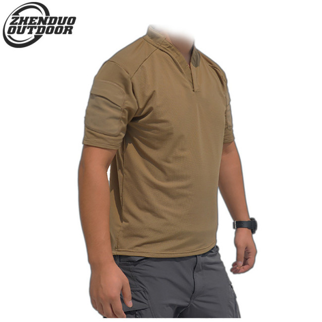 Tactical Outdoor Army Fan Speed Dry Short Sleeve Lapel T-shirt
