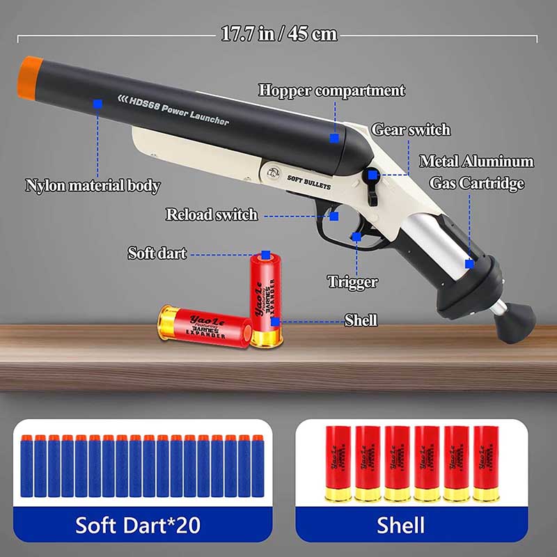 HDS68 Sawed Off Double Barrel Shotgun Foam Dart Blaster (US
